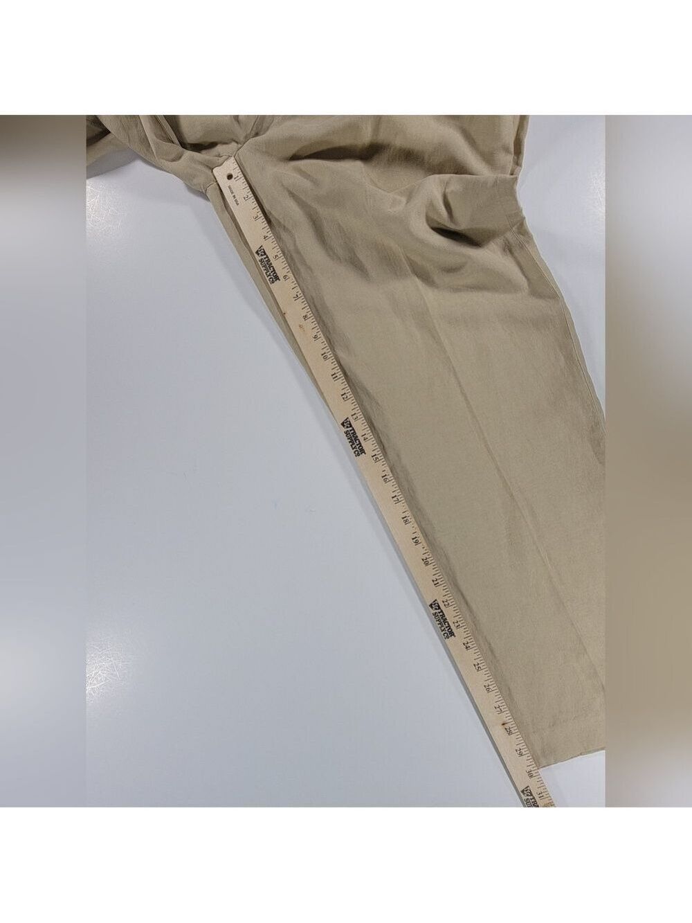 Vintage Polo Ralph Lauren Linen Silk Pants Tan Beige Mens 38x30 Flat Front Chino - Picture 9 of 12